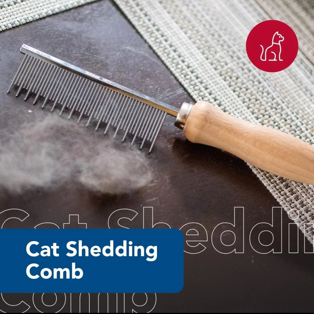 Safari Shedding Comb for Cats - Natural Wood Handle